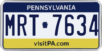 PA license plate MRT7634