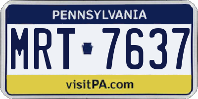 PA license plate MRT7637