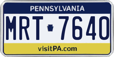 PA license plate MRT7640