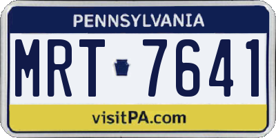 PA license plate MRT7641