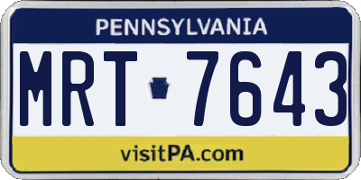 PA license plate MRT7643