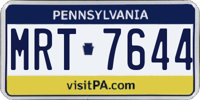 PA license plate MRT7644