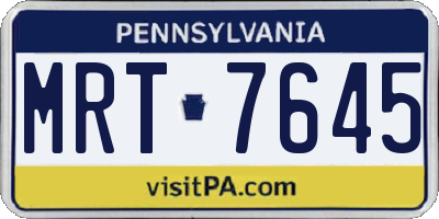 PA license plate MRT7645