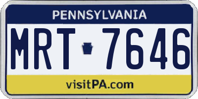 PA license plate MRT7646