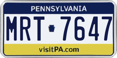PA license plate MRT7647