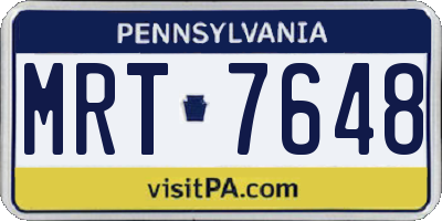 PA license plate MRT7648