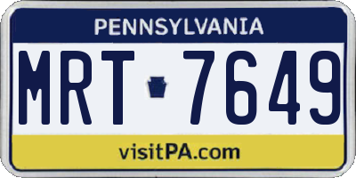 PA license plate MRT7649