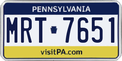 PA license plate MRT7651