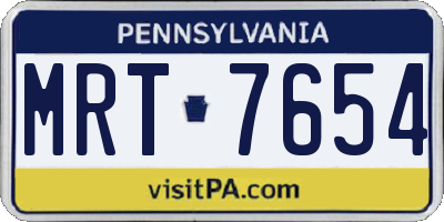 PA license plate MRT7654