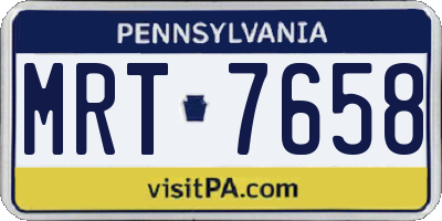 PA license plate MRT7658