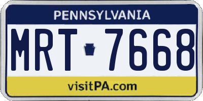 PA license plate MRT7668