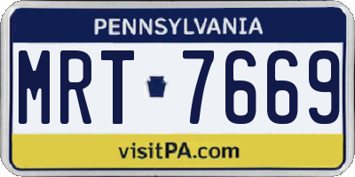 PA license plate MRT7669