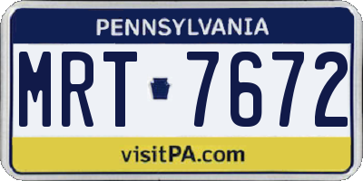 PA license plate MRT7672