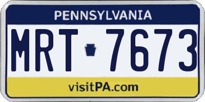 PA license plate MRT7673