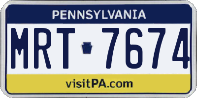 PA license plate MRT7674