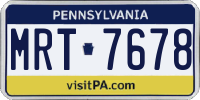 PA license plate MRT7678