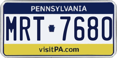 PA license plate MRT7680
