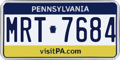 PA license plate MRT7684