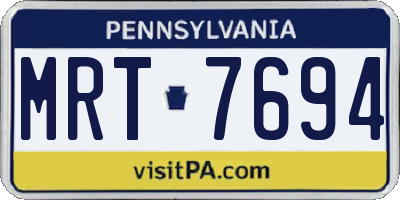 PA license plate MRT7694