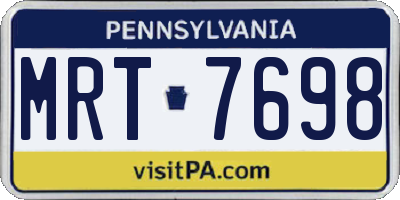 PA license plate MRT7698