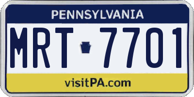 PA license plate MRT7701