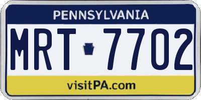 PA license plate MRT7702