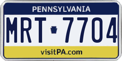 PA license plate MRT7704