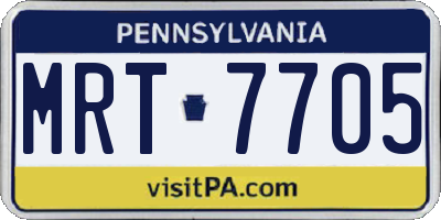 PA license plate MRT7705
