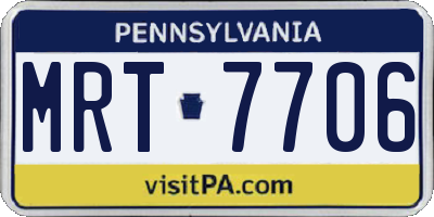 PA license plate MRT7706