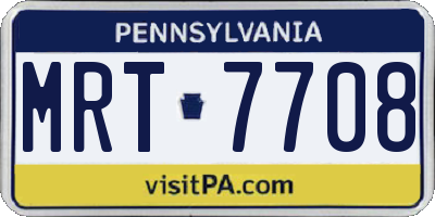 PA license plate MRT7708