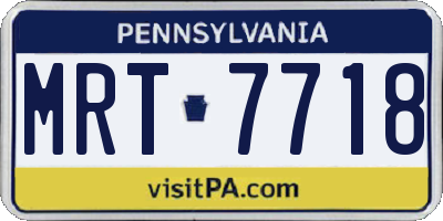 PA license plate MRT7718