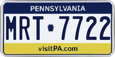 PA license plate MRT7722