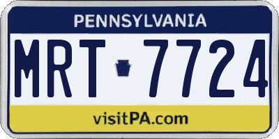 PA license plate MRT7724