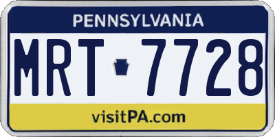 PA license plate MRT7728