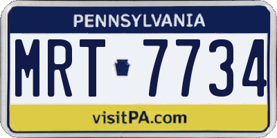 PA license plate MRT7734