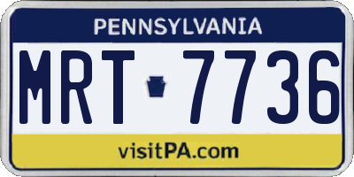 PA license plate MRT7736