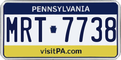 PA license plate MRT7738