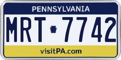 PA license plate MRT7742