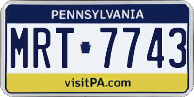 PA license plate MRT7743
