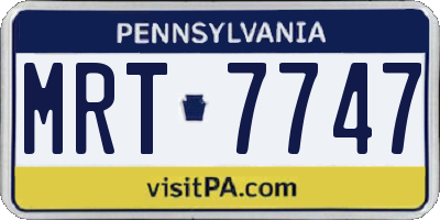 PA license plate MRT7747