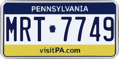 PA license plate MRT7749