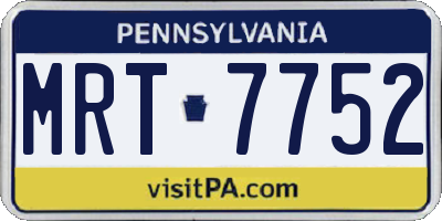 PA license plate MRT7752
