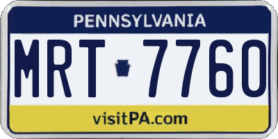 PA license plate MRT7760