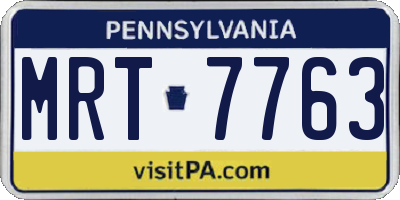 PA license plate MRT7763