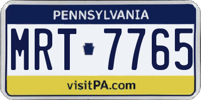 PA license plate MRT7765