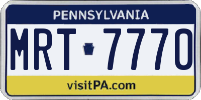 PA license plate MRT7770