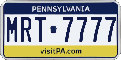 PA license plate MRT7777