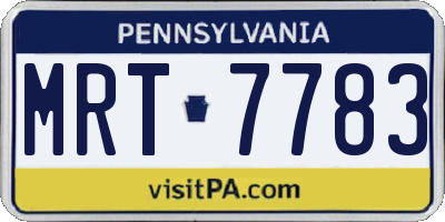 PA license plate MRT7783