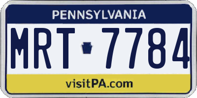 PA license plate MRT7784