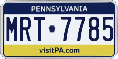 PA license plate MRT7785